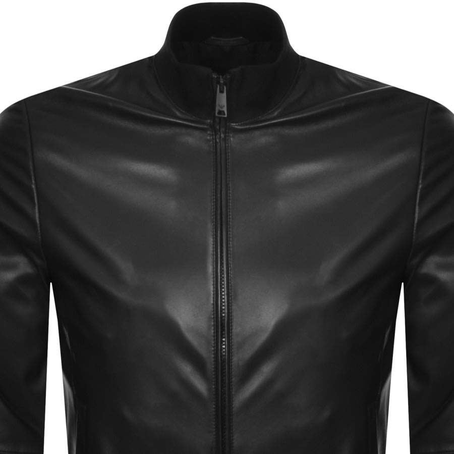 Alternative Image for ProductEmporio Armani Leather Bomber Jacket Black2